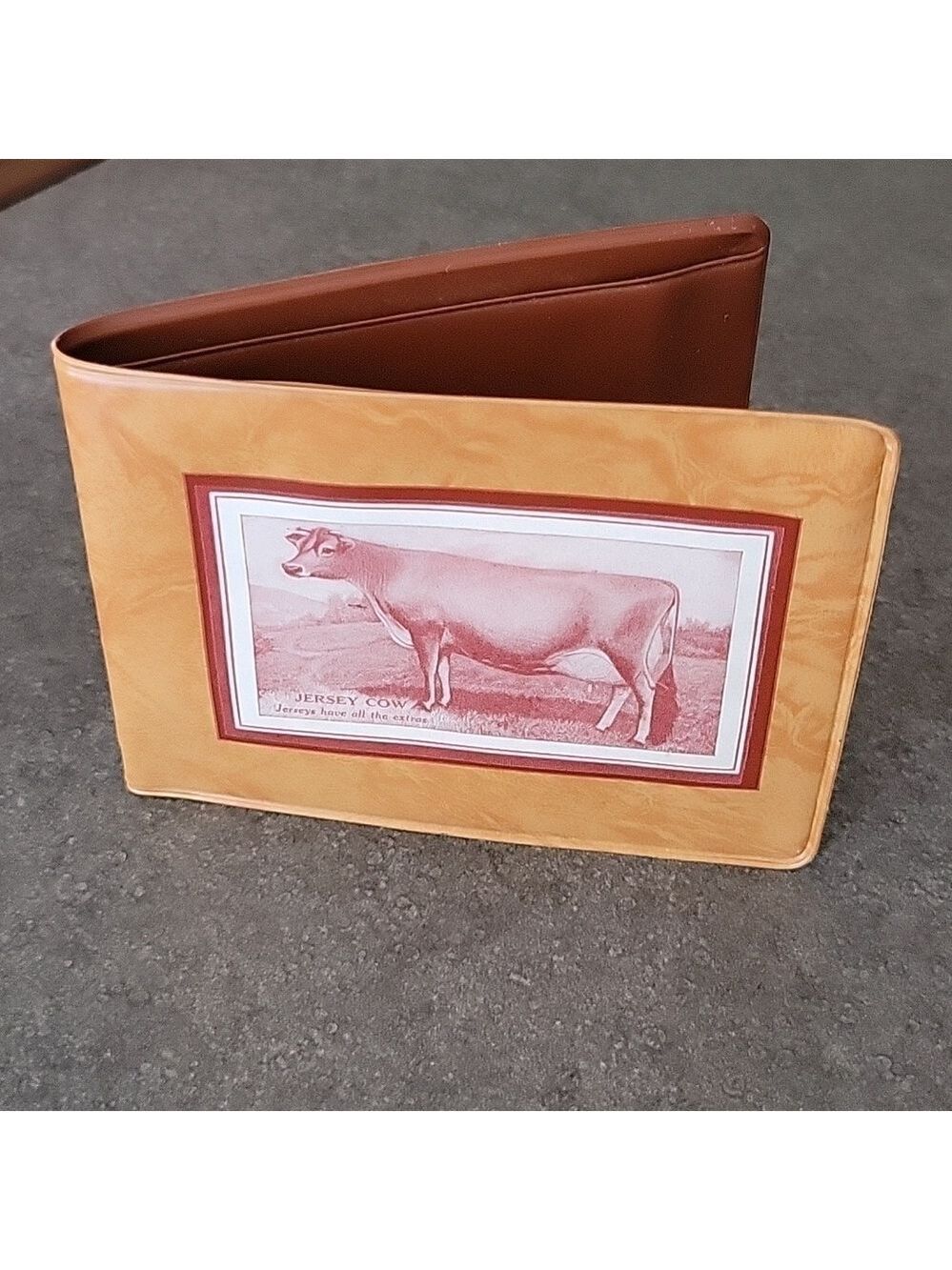 Remelon Plastic Wallet Featuring Jersey Cow Farmer, Vintage